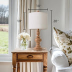 BOBOMOMO 20" Rustic Bedside Lamps Set of 2- Vintage Resin Table Lamps - Image 2