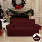 Easy-Going Stretch Loveseat Couch Covers Washable Wine | 1-Piece Loveseat Covers - Image 2