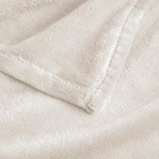BEDELITE Fleece Blanket Soft Plush Oversized Bed Blanket Beige 120"x120" | - Image 5