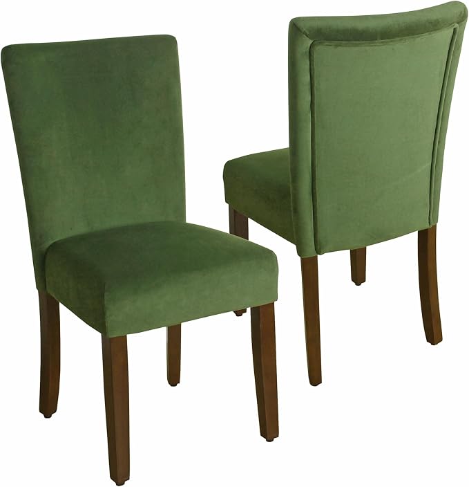 HomePop Parsons Classic Upholstered Accent Dining Chair, Dark Green Velvet by HomePop