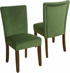 HomePop Parsons Classic Upholstered Accent Dining Chair, Dark Green Velvet by HomePop