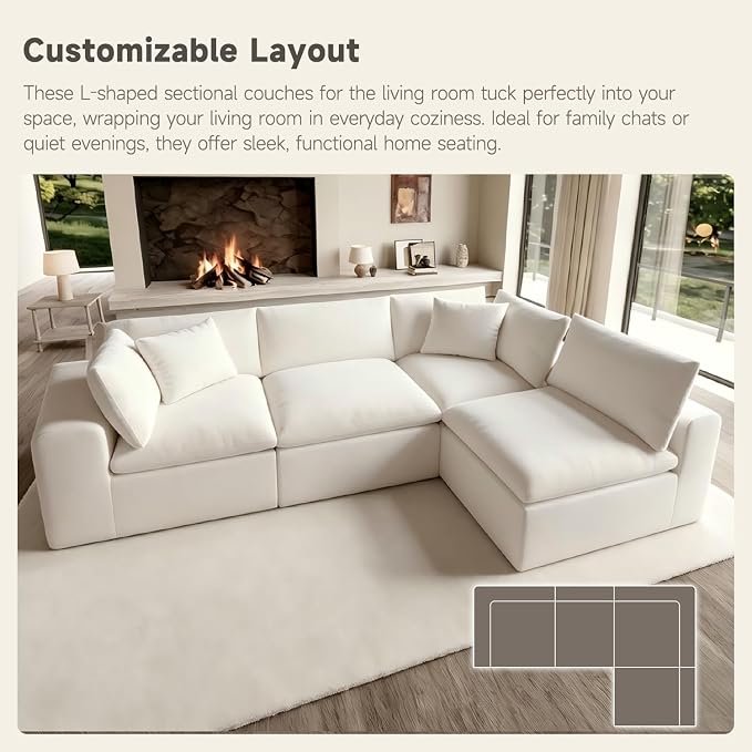 130" Modern Boneless Cloud Couch, Sectional Couches - Image 9