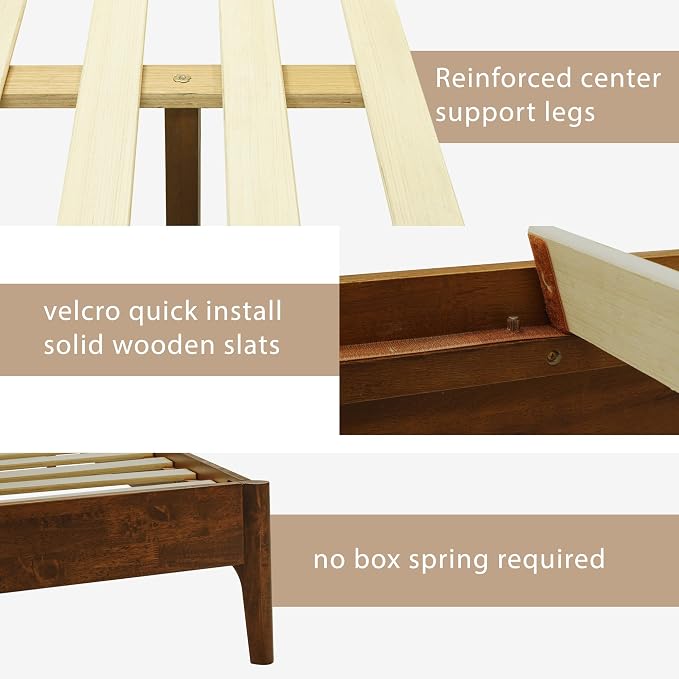 Acacia Haven Queen Bed Frame and Headboard, Platform Bed Frame Scandinavian - Image 5
