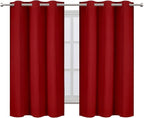 Red Blackout Curtains 34 x 54 Inch Length/Set of 2 Curtain Panels/Thermal - Image 2