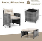 Tangkula 5 Pieces Patio Conversation Set, PE Wicker Rattan Outdoor Furniture Set - Image 9