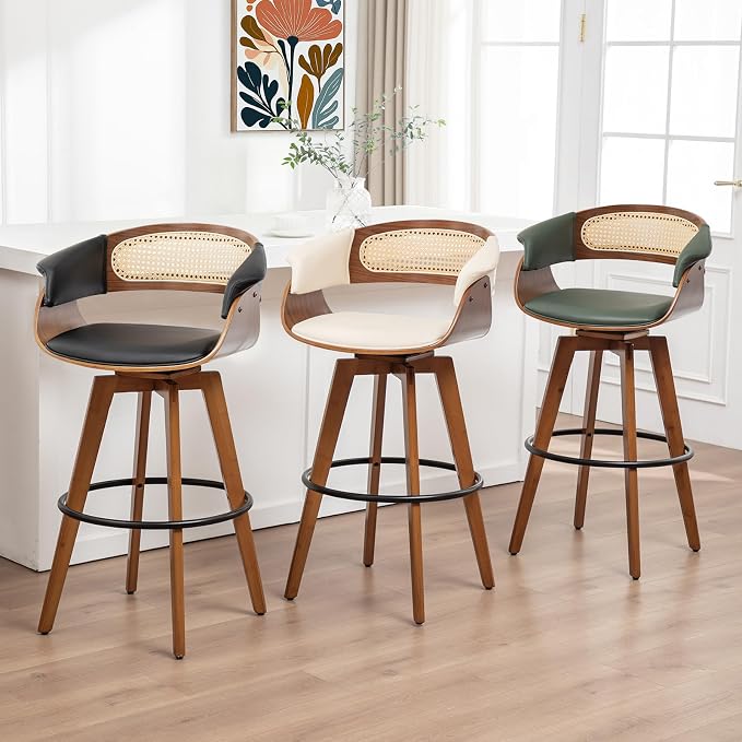 Set of 4 Rattan Swivel Bar Stools - Image 6