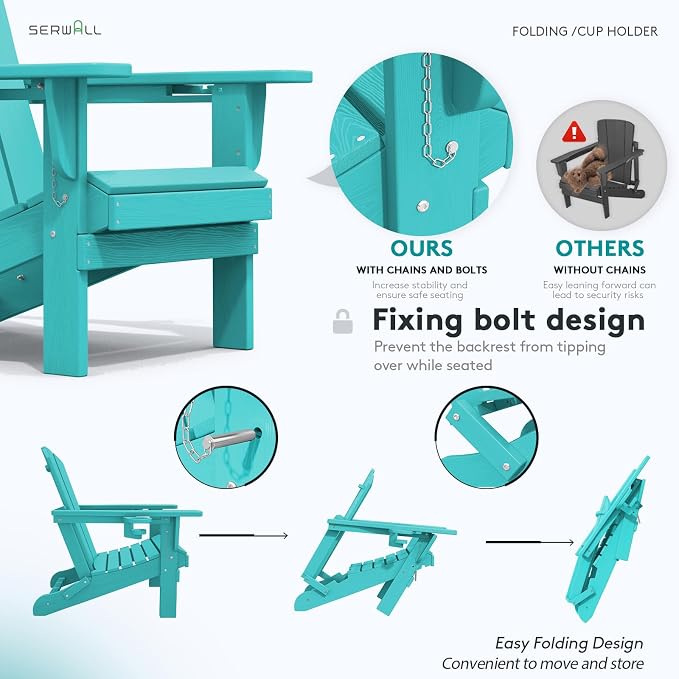 SERWALL Adirondack Chair with Cup Holders - Image 4