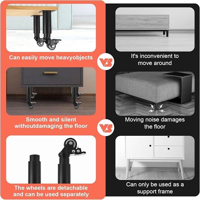 WOPPLXY 4 Pcs 7-10 Inch Metal Adjustable Furniture Legs - Image 6