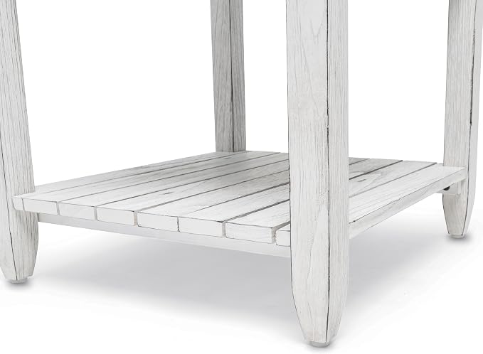 Sea Winds Trading Picket Fence End Table Distressed Bleu White Finish - Image 9