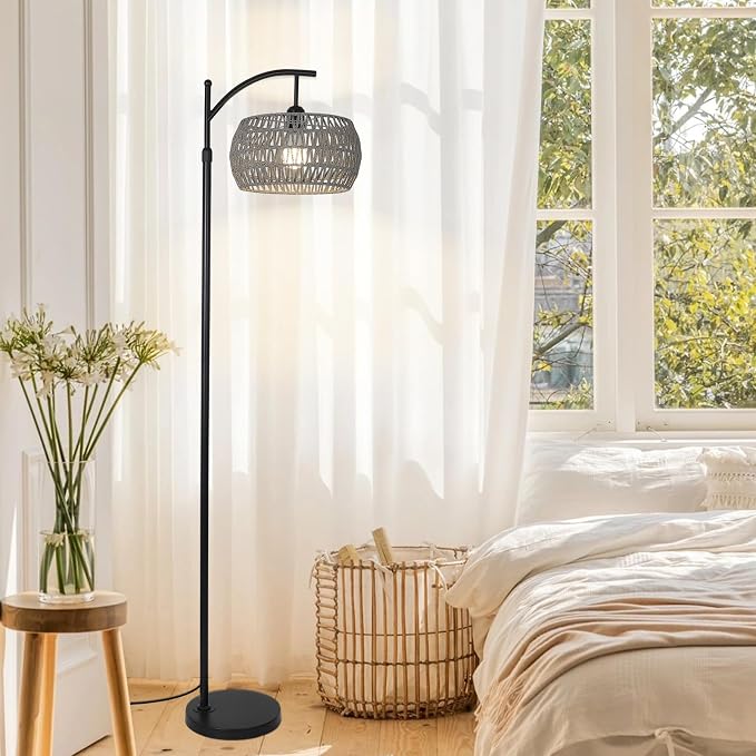 Arc Floor Lamp for Bedroom, Boho Standing Lamp - Image 9