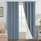 H.VERSAILTEX Linen Blackout Curtains 96 Inches Long 100% Blackout Thermal by HVERSAILTEX