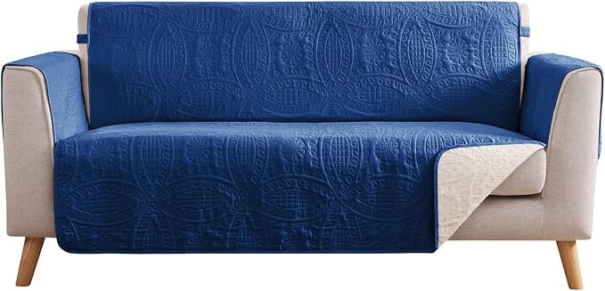Blue Loveseat Covers for 2 Cushion Couch, Water-Repellent Covers for Love Seat by Pamhaven