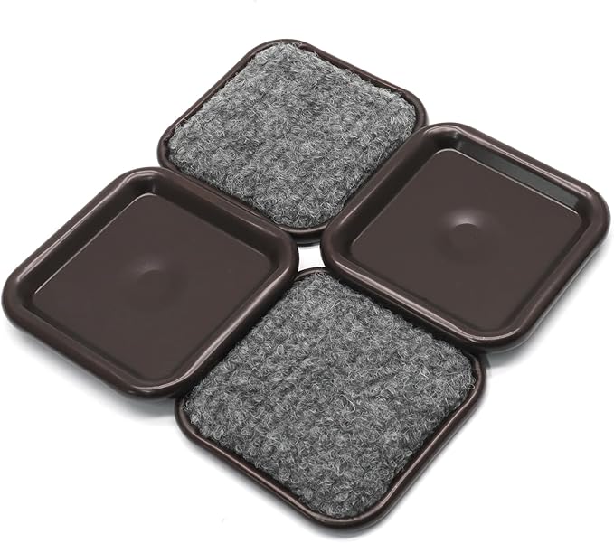 24Pcs Square Metal Felt Furniture Caster Cups, 1-3/4Inch Carpet-Bottom by Unknown