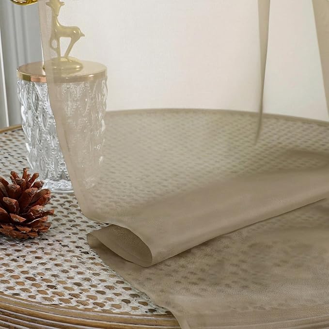 Sheer Taupe Curtains 108 Inches Long 2 Panels Set, 59 Inch Extra Wide - Image 4