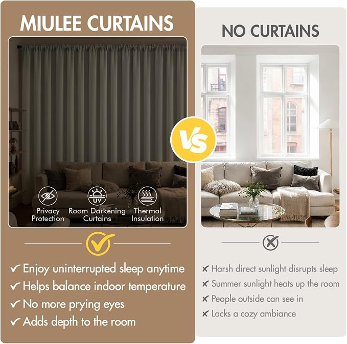 MIULEE 4 Panels Set Cobblestone Blackout Curtains 63 Inch Length Bedroom | - Image 6