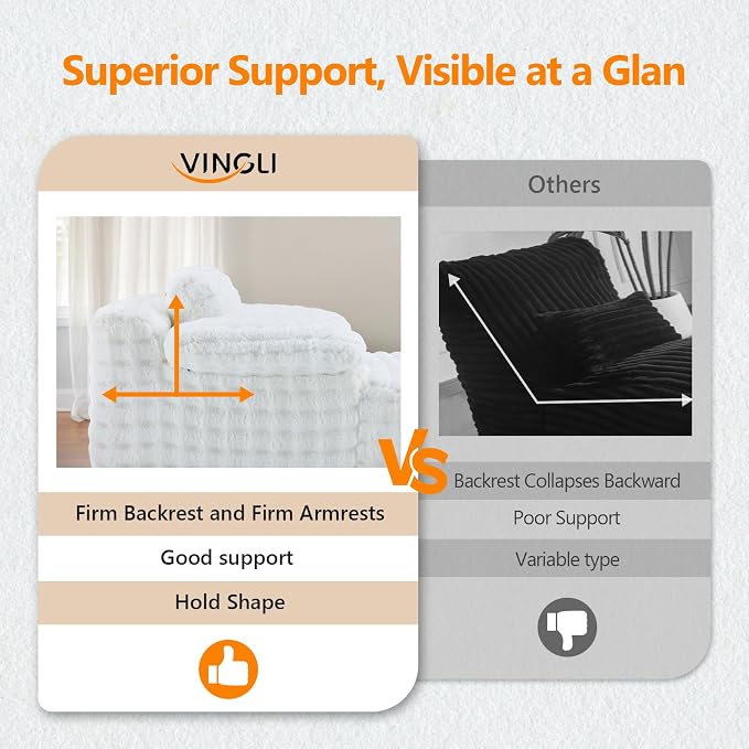 VINGLI Boneless Chaise Lounge Chair Indoor, 55.5" Deep Seat Sleeper Sofa Bed - Image 4