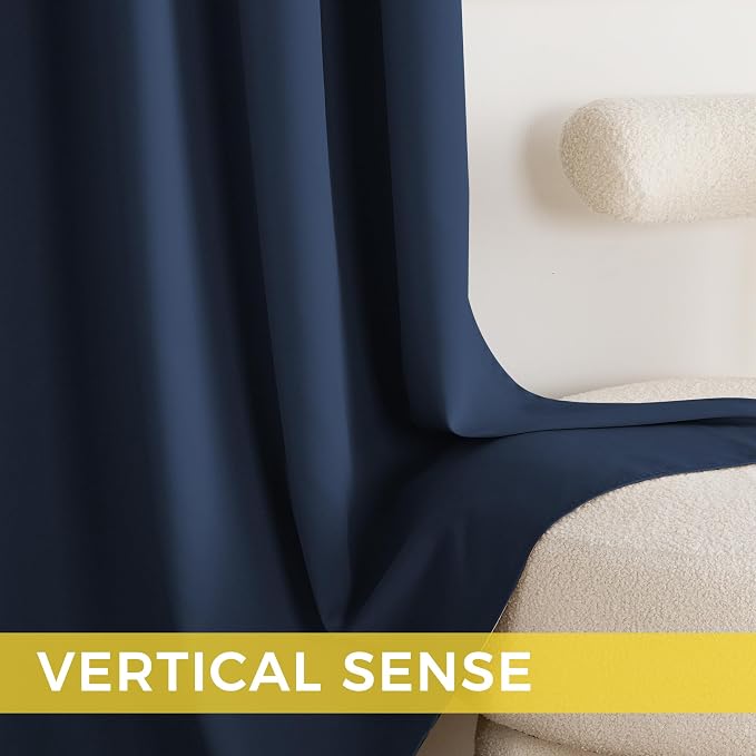 NICETOWN Room Darkening Draperies Curtains Panels, 2 Panels Navy Blue W52 x L84 - Image 4
