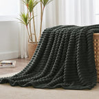 BEDELITE Striped Fleece Throw Blanket, Charcoal Grey, Soft Cozy, Lightweight - Image 7