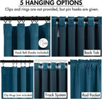 MIULEE Velvet Curtains 50W x 96L 2 Panels Peacock Blue Blackout Curtains | - Image 2