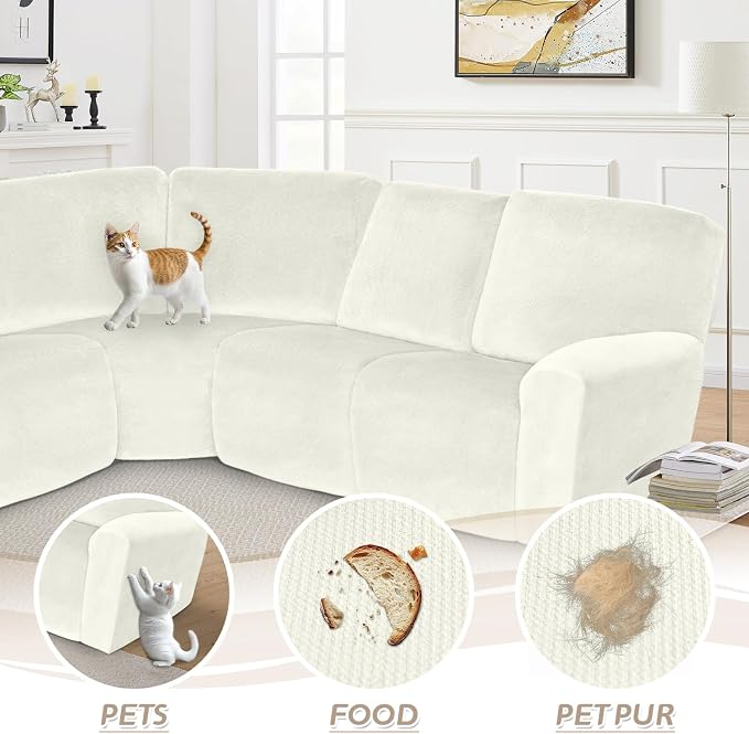 Arfntevss Sectional Recliner Couch Covers Velvet Corner Sectional Sofa Cover - Image 7