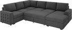 HONBAY Sectional Couch with Pull Out Bed, U-Shaped Sectional Sleeper Sofa with - Image 8