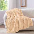 BEDELITE Striped Fleece Throw Blanket, Blush Sand, Soft Cozy, Lightweight Warm - Image 2