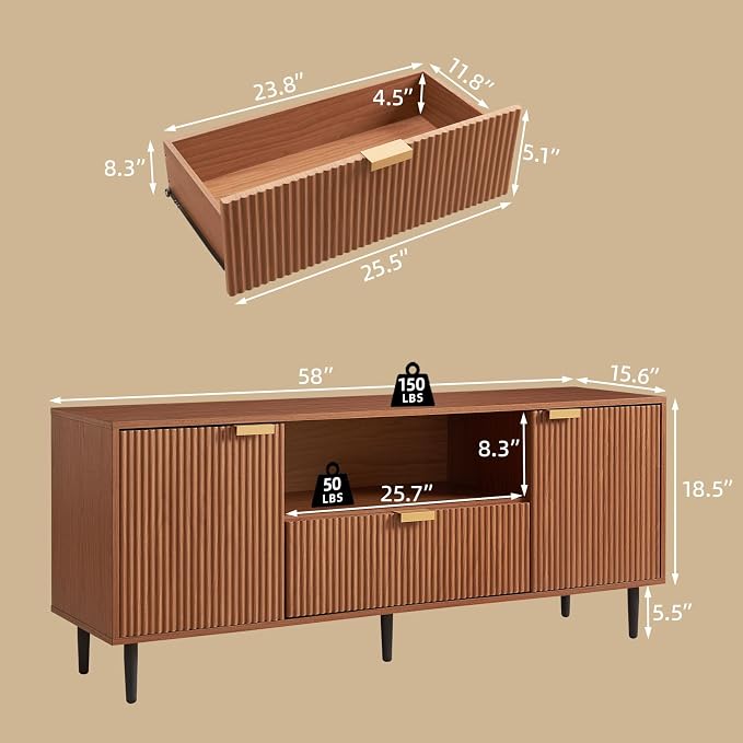 Okvnbjk Modern TV Stand for 65 Inch TV, Fluted TV Consoles for Living Room - Image 5