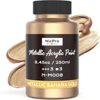 Nicpro Metallic Sahara Gold Acrylic Paint, 8.45oz/250ml Large Gold Leaf Paint by Nicpro