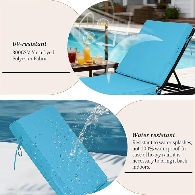 72x21x4in Lounge Cushions for Outdoor Furniture, Outdoor Lounge Chair Cushions - Image 5