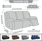 TAOCOCO Recliner Sofa Covers 8-Pieces Stretch Large Couch Covers - Image 5