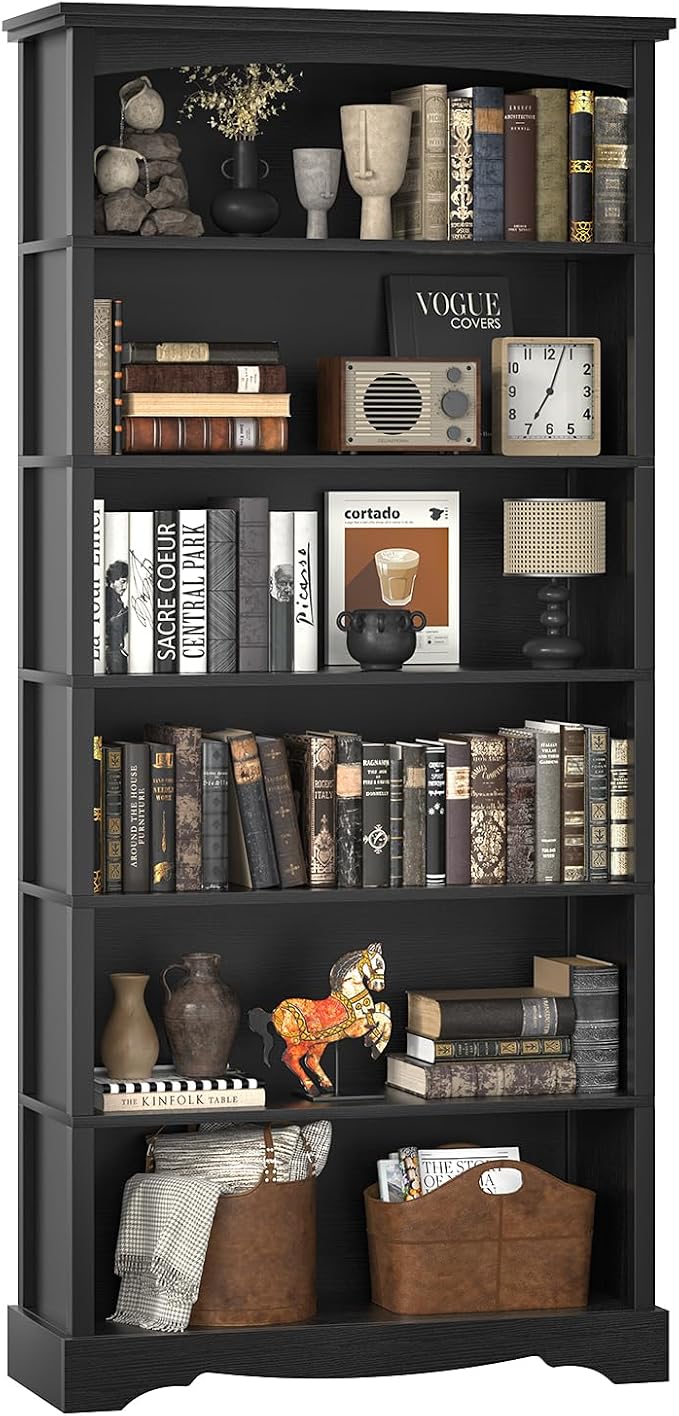 TVU 6-Tier Wooden Bookshelf, 76 Inch Tall Bookshelf by TVU