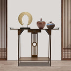 Chinese Style Vintage Console Table, 40In 2 Tiers Bamboo Sofa Consoles Table - Image 2