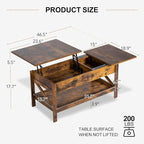 Lift Top Coffee Table with Storage, Small Coffee Table with Hidden Compartment - Image 3