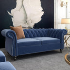 Mid-Century 2 Seater Sofa, Velvet Loveseat - Image 3