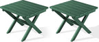SERWALL Folding Outdoor Side Table Set of 2, Portable Adirondack Side Table by SERWALL