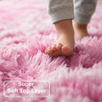 Amdrebio Pink White Fluffy Kawaii Area Rug 4x6 - Image 4