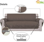 Easy-Going Reversible Couch Cover, 3 Cushion Sofa, Taupe/Ivory | Machine - Image 3