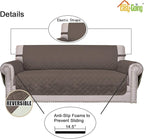 Easy-Going Reversible Couch Cover, 3 Cushion Sofa, Taupe/Ivory | Machine - Image 3