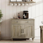 WAMPAT Buffet Cabinet with Doors & Drawer, Large Coffee Bar Table Wood Kitchen - Image 5