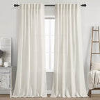 Cream Semi Sheer Linen Curtains 88 Inch Length by Nanspring
