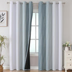 Stone Blue and Greyish White Blackout Curtains Living Room 108 Inches Long | - Image 2