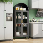 73" Black Metal Arched Display Cabinet - Image 4