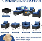 Jing's Villa 7-Piece Patio Furniture Set, All-Weather Outdoor Wicker Sectional - Image 7