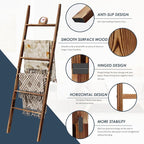 6-Tier Blanket Ladder Wooden, 5.7FT Blanket Quilt Towel Holder Rack Decorative - Image 4