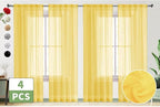SpaceDresser Yellow Sheer Curtains 4 Panels Rod Pocket Semi-Sheer Curtain 54 - Image 2