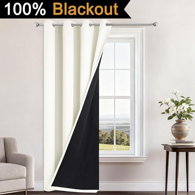 Yakamok Cream Blackout Curtains 84 Inches Long - Image 2