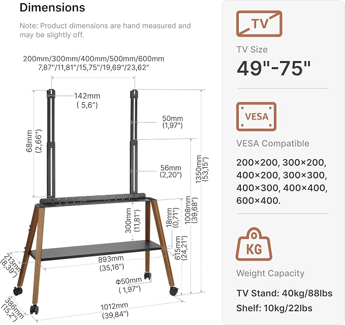 Rolling Easel TV Stand for 49–75 Inch TVs, Mobile TV Cart - Image 7
