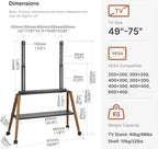 Rolling Easel TV Stand for 49–75 Inch TVs, Mobile TV Cart - Image 7