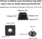 8Pcs Adjustable Leveling Feet 38 x 38mm Square Insert Kit Furniture Glide - Image 2