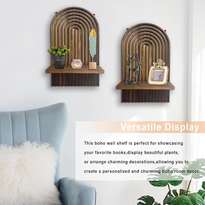 LIYAOLI Boho Shelves Bohemian Decorative, Vintage Wall Shelf Boho Chic Wall - Image 5